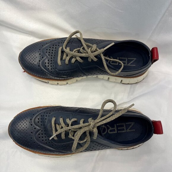 Cole Haan Grand OS Mens Blue Leather Wingtip Oxford Shoes Sneakers - Picture 5 of 7